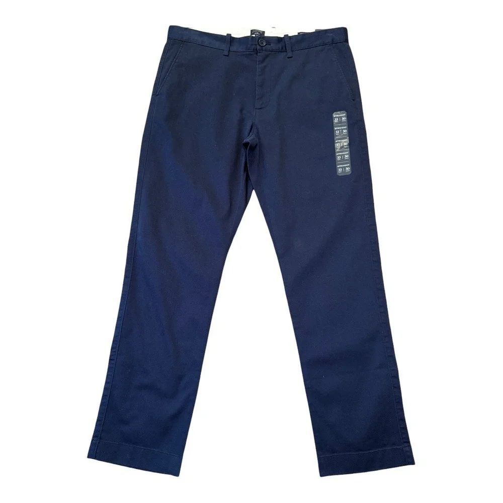 J Crew Straight Fit Flex Chino‎ Pants Navy Blue Mens 33x30 NWT